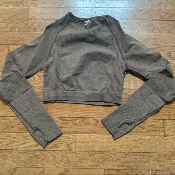 Gymshark Womens Vital Seamless 2.0 Long Sleeve Crop Top | S,M | Brown Marl NEW!! - Picture 6 of 12